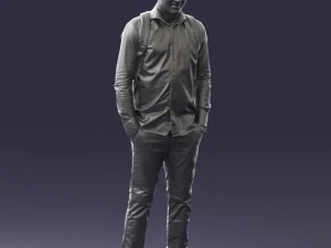 000525 Casual Man with Backpack Urban Male Character 3D Model