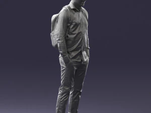 000525 Casual Man with Backpack Urban Male Character 3D Model