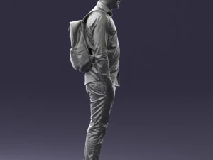 000525 Casual Man with Backpack Urban Male Character 3D Model