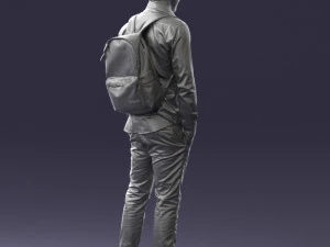 000525 Casual Man with Backpack Urban Male Character 3D Model