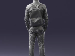 000525 Casual Man with Backpack Urban Male Character 3D Model