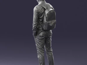 000525 Casual Man with Backpack Urban Male Character 3D Model