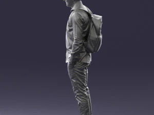 000525 Casual Man with Backpack Urban Male Character 3D Model