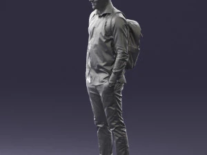 000525 Casual Man with Backpack Urban Male Character 3D Model