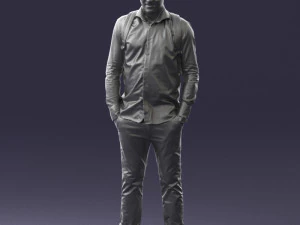 000525 Casual Man with Backpack Urban Male Character 3D Model
