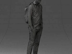 000525 Casual Man with Backpack Urban Male Character 3D Model