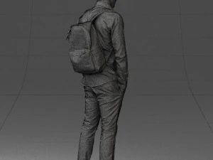 000525 Casual Man with Backpack Urban Male Character 3D Model