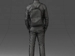 000525 Casual Man with Backpack Urban Male Character 3D Model