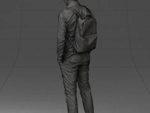 000525 Casual Man with Backpack Urban Male Character 3D Model