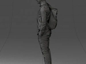 000525 Casual Man with Backpack Urban Male Character 3D Model