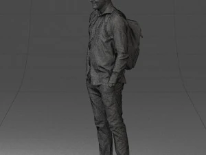 000525 Casual Man with Backpack Urban Male Character 3D Model
