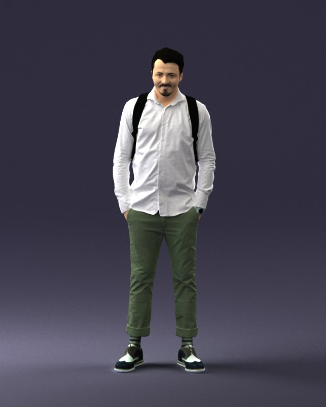 man in white shirt 0189 3d print ready Modèles 3D en vedette .c4d .max .obj .3ds .fbx .stl .blend 