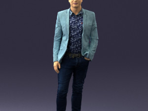 man in blue jacket 0194 Modello 3D