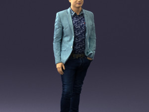 man in blue jacket 0194 Modello 3D