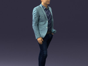 man in blue jacket 0194 Modello 3D