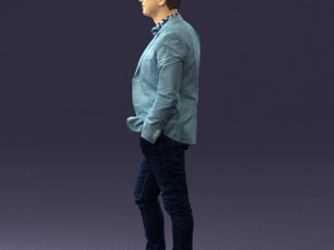 man in blue jacket 0194 Modello 3D