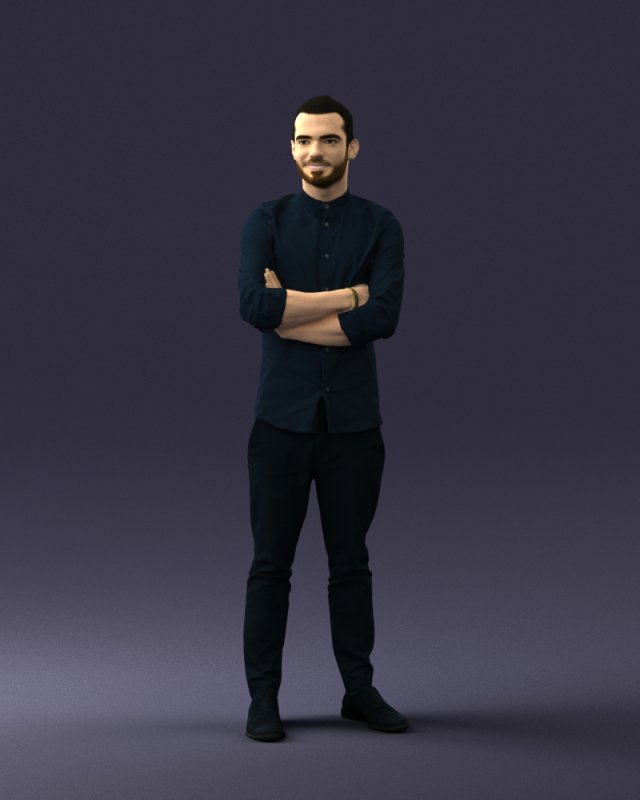 man in black clothes 0195 3D Модель .c4d .max .obj .3ds .fbx .stl .blend 