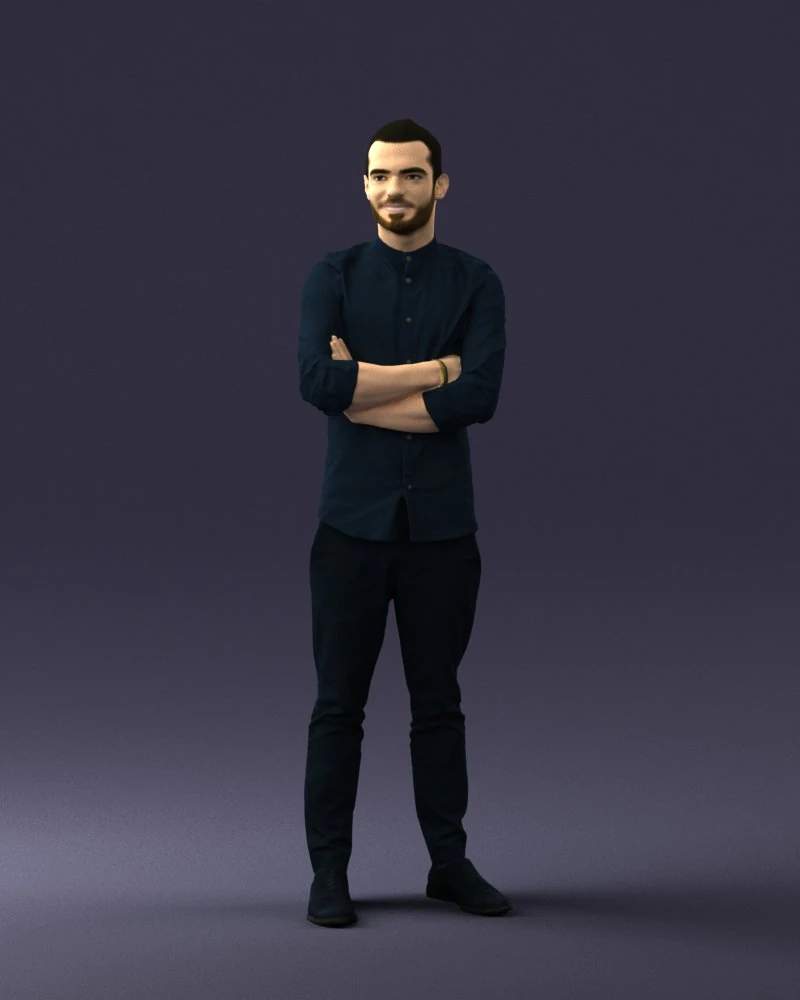 000531 Confident Man with Arms Crossed Modern Male Character 3D Model .c4d .max .obj .3ds .fbx .stl .blend 