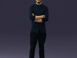 000531 Confident Man with Arms Crossed Modern Male Character 3D Model