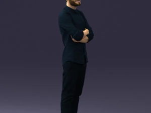 000531 Confident Man with Arms Crossed Modern Male Character 3D Model