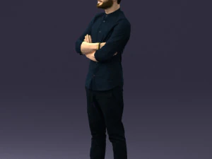 000531 Confident Man with Arms Crossed Modern Male Character 3D Model