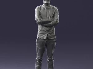000531 Confident Man with Arms Crossed Modern Male Character 3D Model