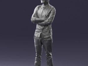 000531 Confident Man with Arms Crossed Modern Male Character 3D Model