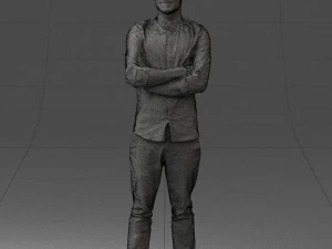 000531 Confident Man with Arms Crossed Modern Male Character 3D Model