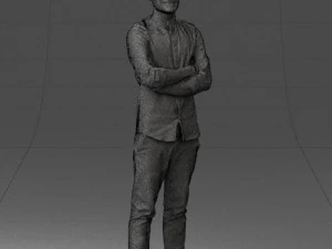 000531 Confident Man with Arms Crossed Modern Male Character 3D Model