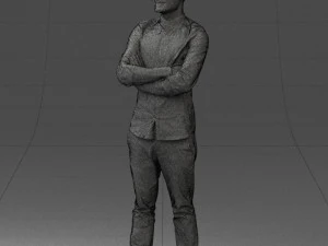 000531 Confident Man with Arms Crossed Modern Male Character 3D Model