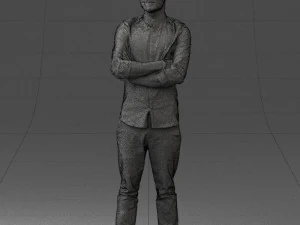 000531 Confident Man with Arms Crossed Modern Male Character 3D Model