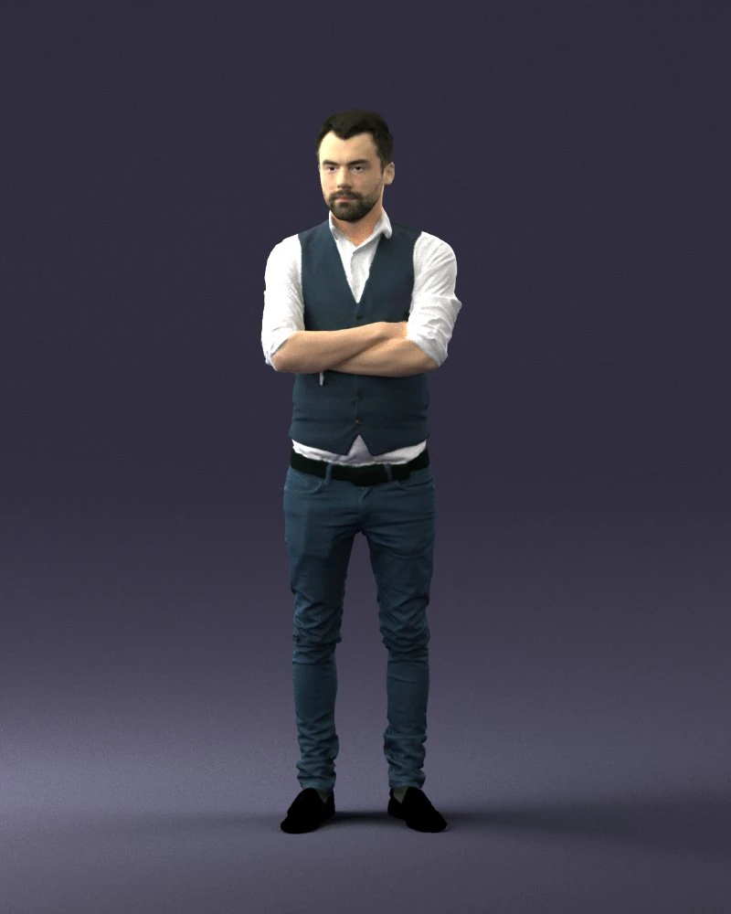 000534 Business Man with Arms Crossed Smart Casual Male Character 3D Model .c4d .max .obj .3ds .fbx .stl .blend 