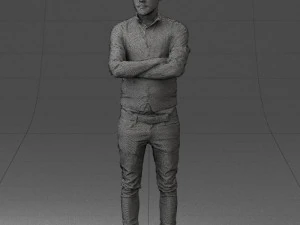 000534 Business Man with Arms Crossed Smart Casual Male Character 3D Model