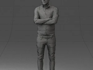 000534 Business Man with Arms Crossed Smart Casual Male Character 3D Model