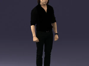 000537 Serious Man in Black Outfit Cinematic Male Character 3D Model