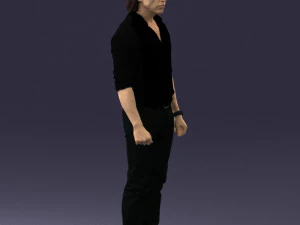 000537 Serious Man in Black Outfit Cinematic Male Character 3D Model