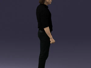 000537 Serious Man in Black Outfit Cinematic Male Character 3D Model