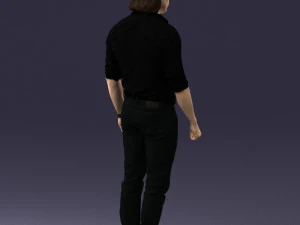 000537 Serious Man in Black Outfit Cinematic Male Character 3D Model