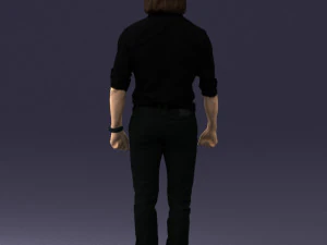 000537 Serious Man in Black Outfit Cinematic Male Character 3D Model