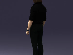 000537 Serious Man in Black Outfit Cinematic Male Character 3D Model