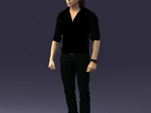 000537 Serious Man in Black Outfit Cinematic Male Character 3D Model