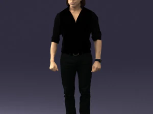 000537 Serious Man in Black Outfit Cinematic Male Character 3D Model