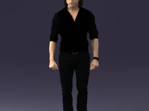 000537 Serious Man in Black Outfit Cinematic Male Character 3D Model