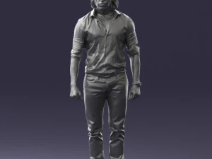 000537 Serious Man in Black Outfit Cinematic Male Character 3D Model