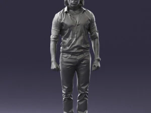 000537 Serious Man in Black Outfit Cinematic Male Character 3D Model