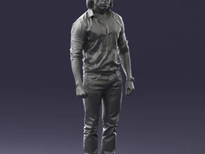000537 Serious Man in Black Outfit Cinematic Male Character 3D Model
