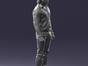 000537 Serious Man in Black Outfit Cinematic Male Character 3D Model