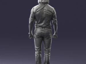 000537 Serious Man in Black Outfit Cinematic Male Character 3D Model