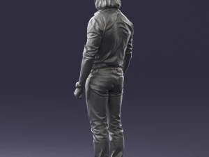 000537 Serious Man in Black Outfit Cinematic Male Character 3D Model