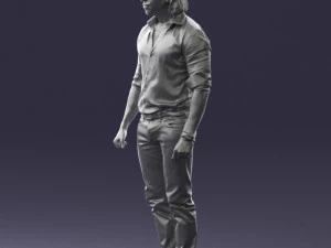 000537 Serious Man in Black Outfit Cinematic Male Character 3D Model